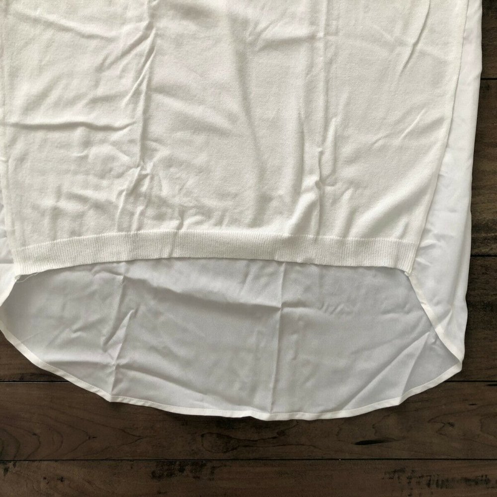 One A Blouse White Chiffon Keyhole Sweater Long - Picture 4 of 8